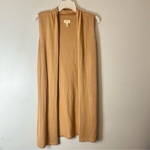 Greige Open Sweater Vest Cardigan Long Tan Nice Light Layer for Cooler Temp Sz M